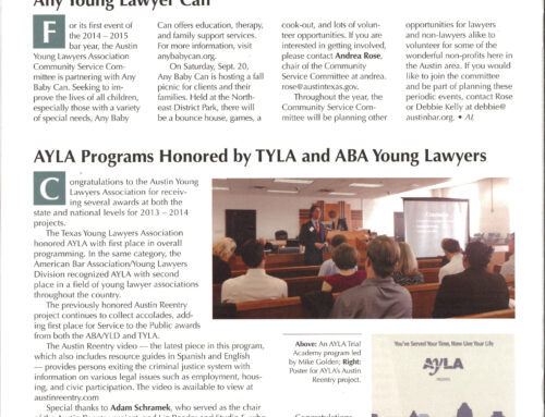 Thanks to Austin Young Lawyers Association for the Shout Out!